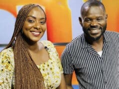 La sublime actrice Halima Gadji en compagnie du célèbre animateur Pape Cheikh Diallo lors de l’émission Midi Plus Halima Gadji actrice senegalaise en compagnie de Pape Cheikh Diallo animateur
