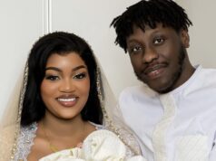 Diarra radieuse avec son mari lors du baptême de leur fils(Photos)